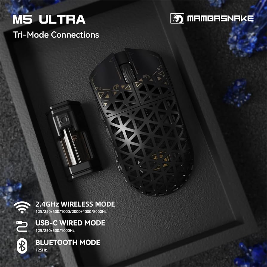 MAMBASNAKE M5 Ultra ゲーミングマウス PAW3950MAX Amazon.com: MAMBASNAKE M5 Ultra Carbon Fiber Mouse, 39g